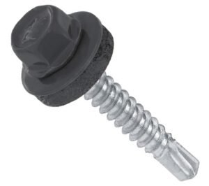 Самонаріз з буром та EPDM шайбою для кріплення в дерево 4,8х25  RAL 7024 п=250 (3000)