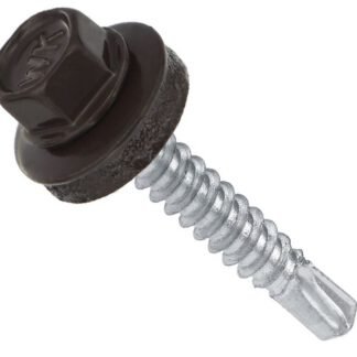 Самонаріз з буром та EPDM шайбою для кріплення в дерево 4,8х25  RAL 8019 п=250 (3000)