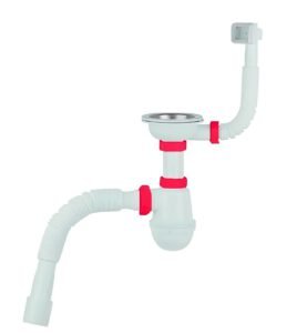 80202 | Сифон для миття PLM 3 1/2'x40 з різьбовим випуском 40x40/50 та гнучким переливом PM 40 SF 20