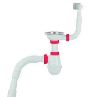 80202 | Сифон для миття PLM 3 1/2'x40 з різьбовим випуском 40x40/50 та гнучким переливом PM 40 SF 20