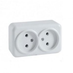 RH Розетка зовн.  2-а ТЕРМОПЛАСТ. біла ASTRA HN-017091 (12шт)