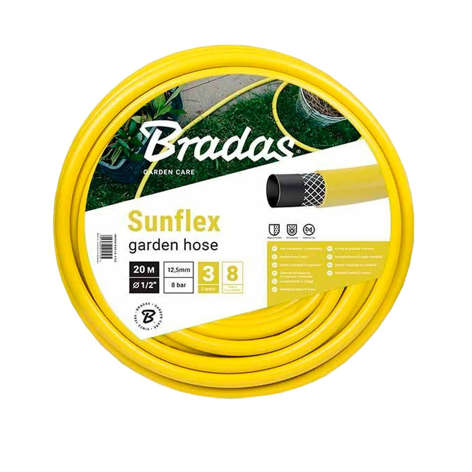 Шланг для поливу SUNFLEX 1/2′ – 20м Bradas Польща жовтий WMS1/220