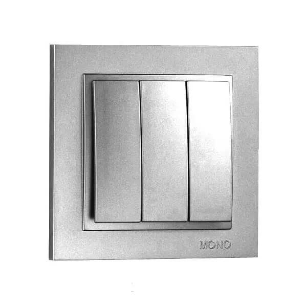 Вимикач 3-кл. Mono Electric (срібло)