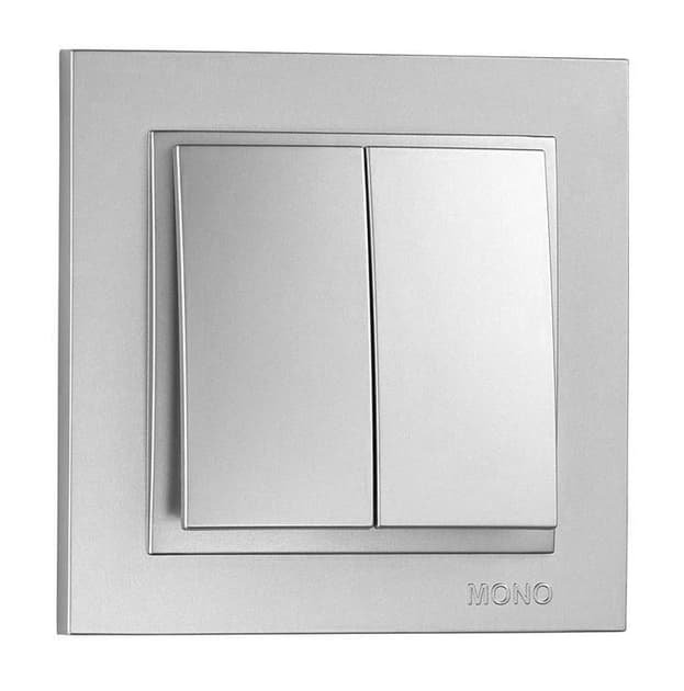 Вимикач 2-кл. з підсвіткою Mono Electric (срібло)
