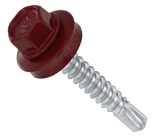 Самонаріз з буром та EPDM шайбою для кріплення в метал 4,8х19 RAL 3005 п=250 (4000)