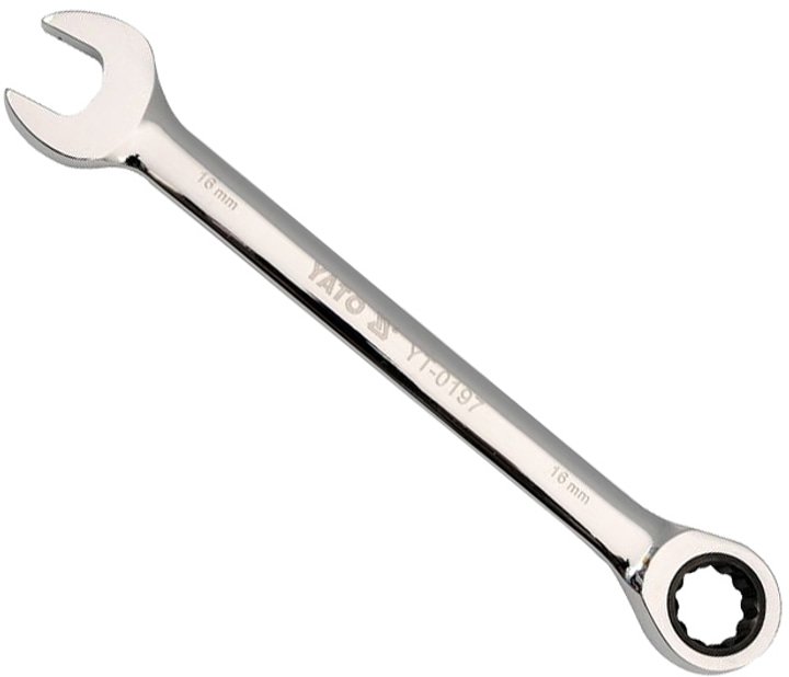 Ключ ріжково-накидний YATO з тріщаткою : CrV, М= 17 мм, L= 225 мм