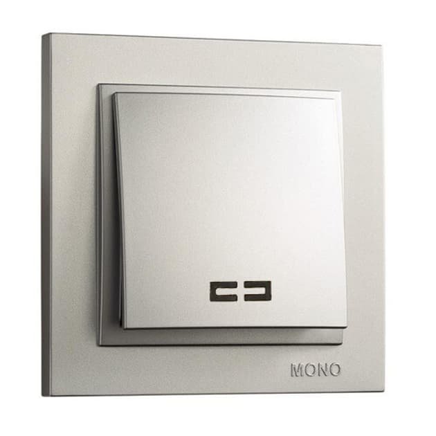 Вимикач 1-кл. Mono Electric з підсвіткою(срібло)