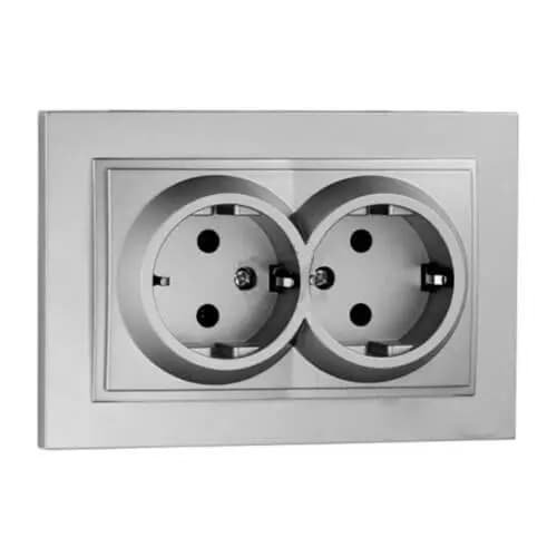 Розетка 2-а зз Mono Electric(срібло)