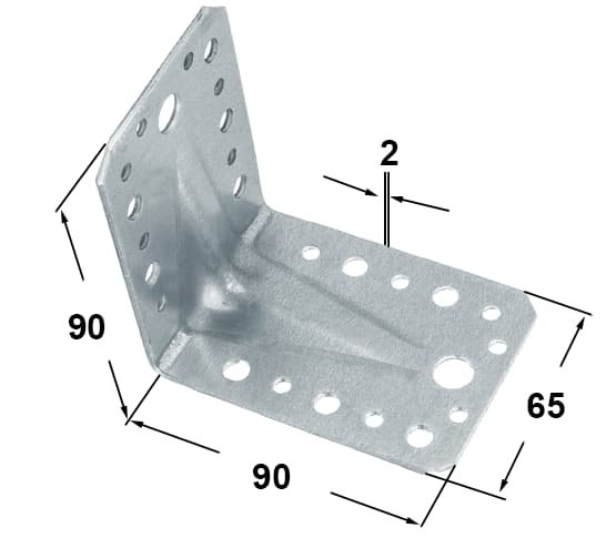 Кутник-притискувач міцний 90х90х65х2 20шт (50)