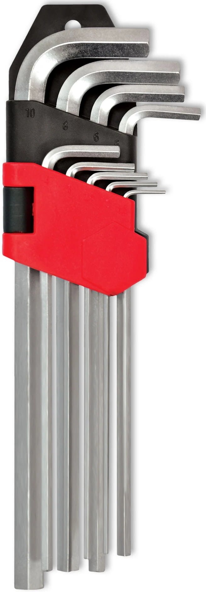 Набір ключів імбусових подовжених, Cr-V, 9 шт. (1, 5–10 мм)