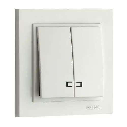 Вимикач 2-кл. з підсвіткою Mono Electric (білий)