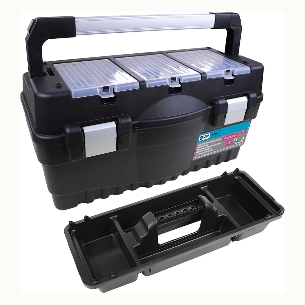 Ящик для інструментів пластмасовий 22′, металева защібка, 547x271x278 мм