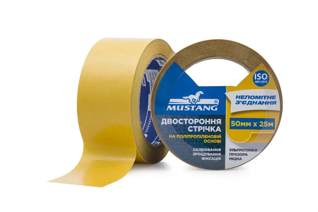Двостороння стрічка на ПП ОСНОВІ MUSTANG 50мм*25м