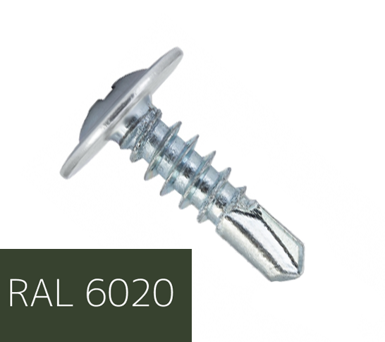 Самонаріз по металу з прес-шайбою з буром 4,2х16 RAL6020 (п=500) (9000)