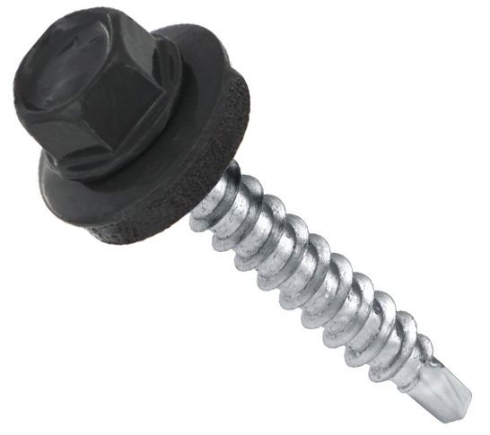 Самонаріз з буром та EPDM шайбою для кріплення в метал 4,8х19 RAL 7016 п=250 (4000)