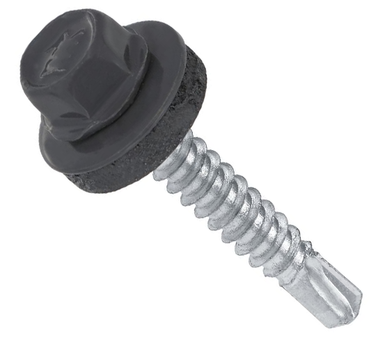 Самонаріз з буром та EPDM шайбою для кріплення в дерево WM 4,8х35 RAL7024 п=250 (3000)