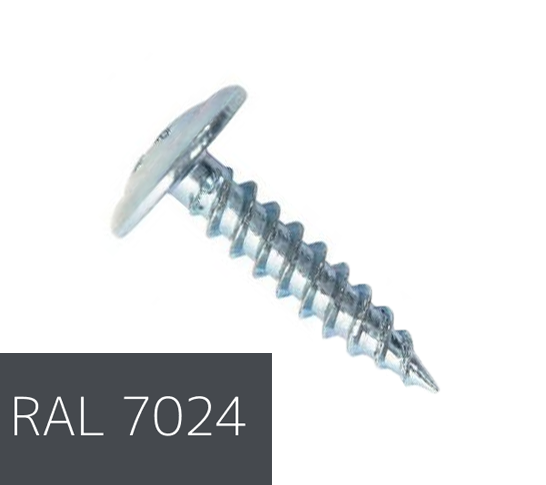 Самонаріз по металу з прес-шайбою 4,2х19 RAL7024 (п=500) (9000)