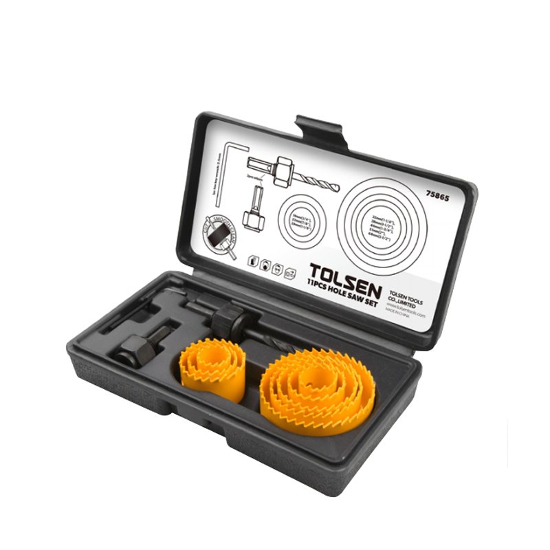 Комплект коронок по дереву 11 предметів 19-64мм, Tolsen (30 шт)