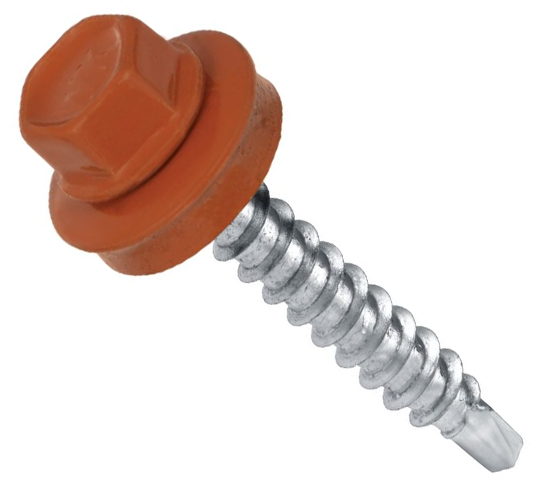 Самонаріз з буром та EPDM шайбою для кріплення в дерево WM 4,8х35 RAL8004 п=250 (3000)