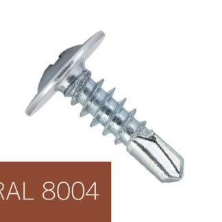 Самонаріз по металу з прес-шайбою з буром 4,2х16 RAL8004 (п=500) (9000)