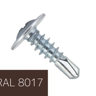 Самонаріз по металу з прес-шайбою з буром 4,2х16 RAL8017 (п=500) (9000)