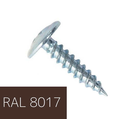 Самонаріз по металу з прес-шайбою 4,2х19 RAL8017 (п=500) (9000)