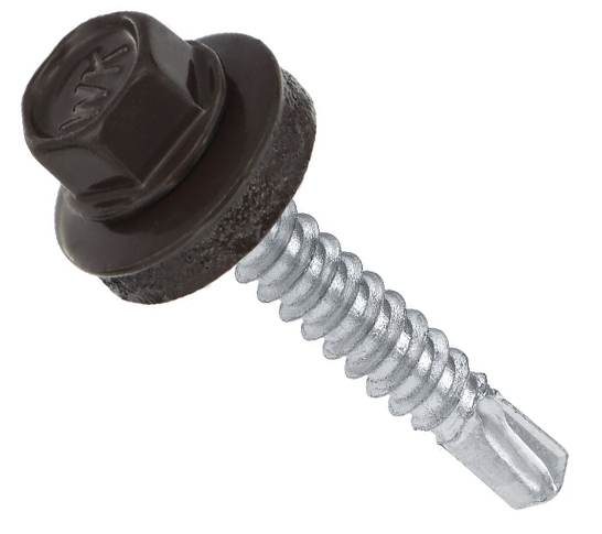 Самонаріз з буром та EPDM шайбою для кріплення в метал 4,8х19 RAL 8019 п=250 (4000)