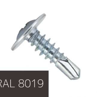 Самонаріз по металу з прес-шайбою з буром 4,2х16 RAL8019 (п=500) (9000)