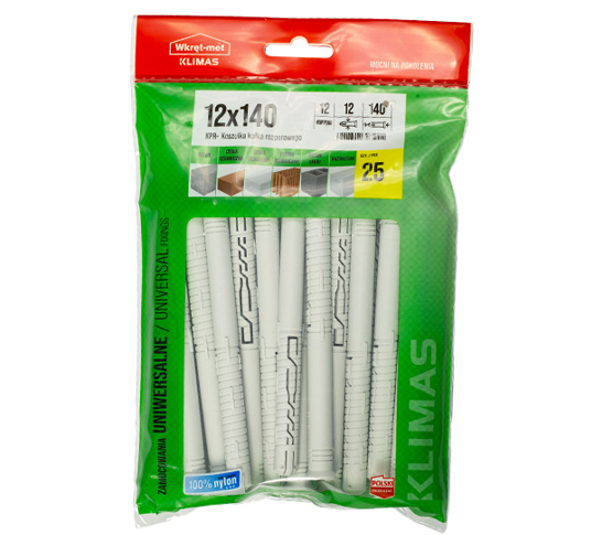 Дюбель розпірний рамний 12х140 для середніх навантажень зіп пакет=25 (400)