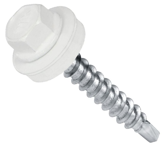 Самонаріз з буром та EPDM шайбою для кріплення в дерево WM 4,8х35 RAL9003 п=250 (3000)