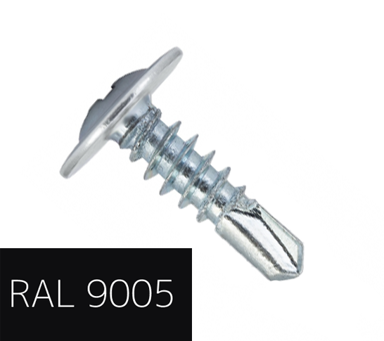 Самонаріз по металу з прес-шайбою з буром 4,2х16 RAL9005 (п=500) (9000)