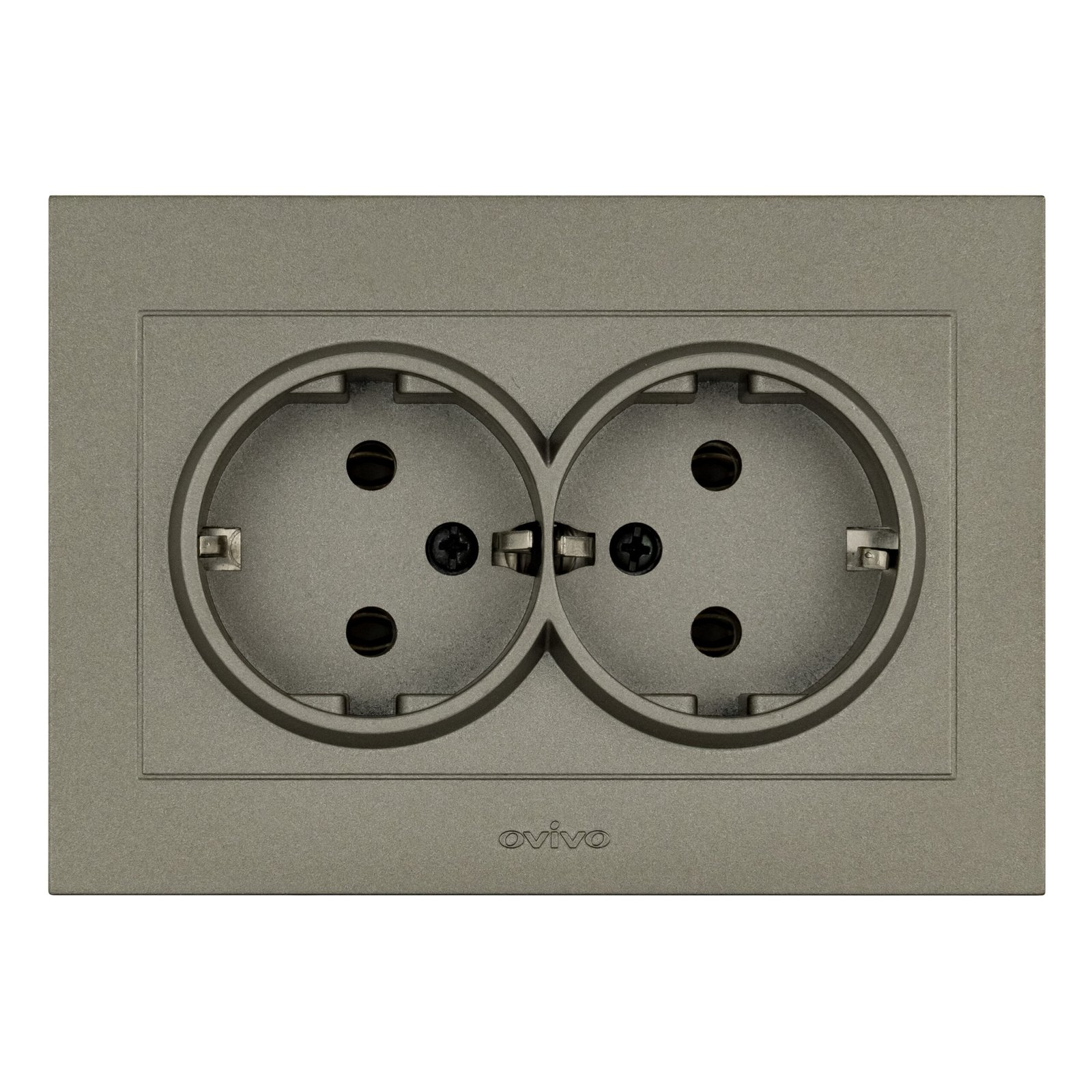 400-130300-907 Розетка 2-а. з зазем.Grano антрацит/12/72