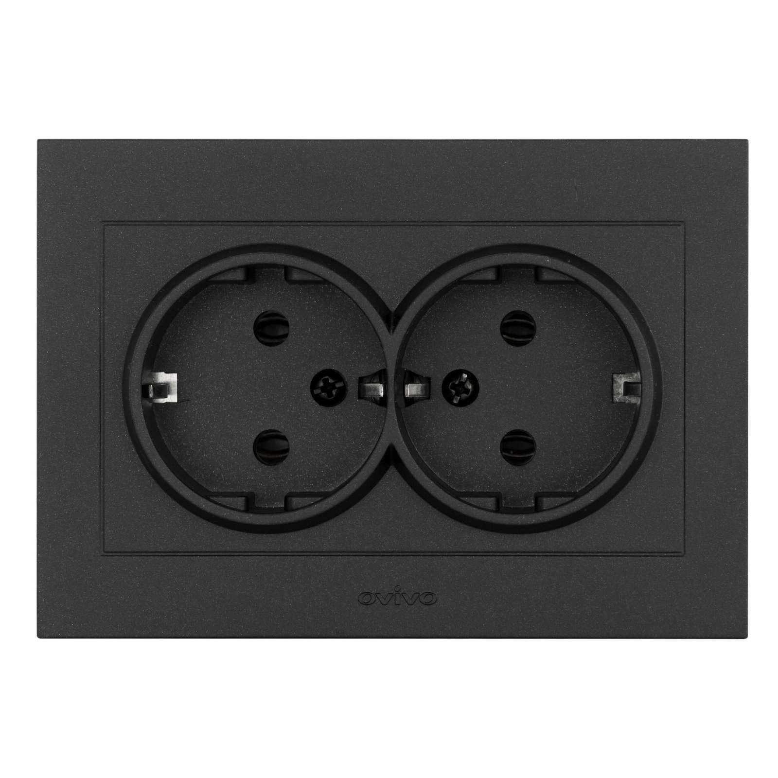 400-170300-907 Розетка 2-а. з зазем.Grano чорний металік/12/72