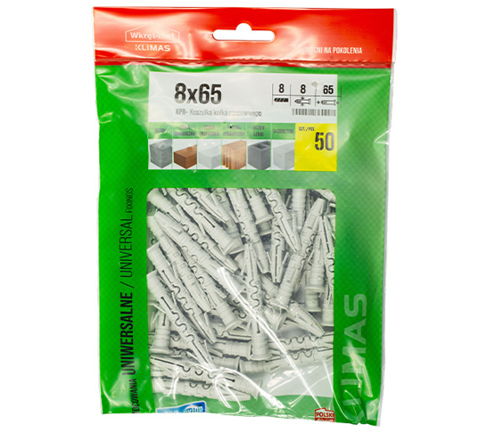 Дюбель розпірний рамний 8х 65 зіп пакет=50 (1200)