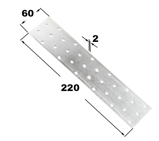 З’єднувач плаский 60х220х2,0 10шт (50)