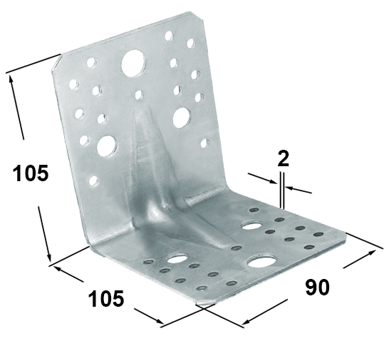 Кутник-притискувач міцний 105х105х90х2 20шт