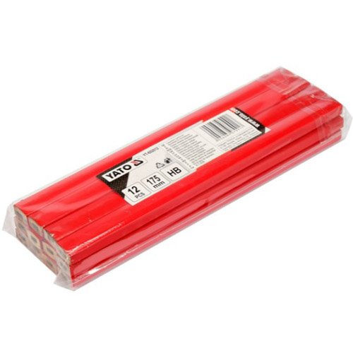 Олівці столярні з твердістю HB YATO: L= 175х 5х 2 мм. 3 шт, в деревяній червоній оболонці