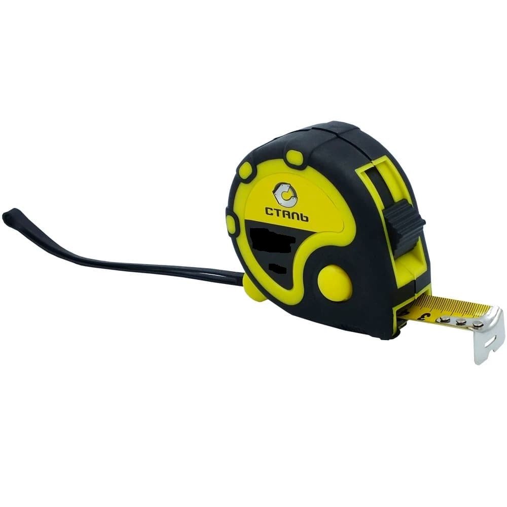 Рулетка вимірювальна 5мх19мм прогумовані вставки 3 стопа Сталь