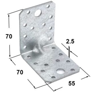 Кутник-притискувач міцний DOMAX 70х70х55х2 п=20
