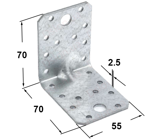 Кутник-притискувач міцний DOMAX 70х70х55х2 п=20