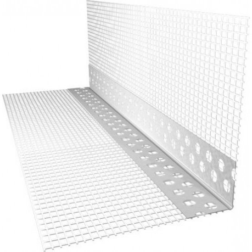 Браво_Кутник пластик. Стандарт з сіткою 125гр., 10*10см – 2,5м (50шт./уп.)