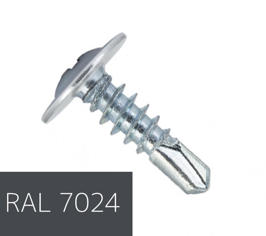 Самонаріз по металу з прес-шайбою з буром 4,2х16 RAL7024 (п=500) (9000)