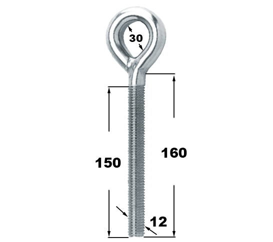 Шпилька з кільцем ЦБ 12х160 п 4шт (100)