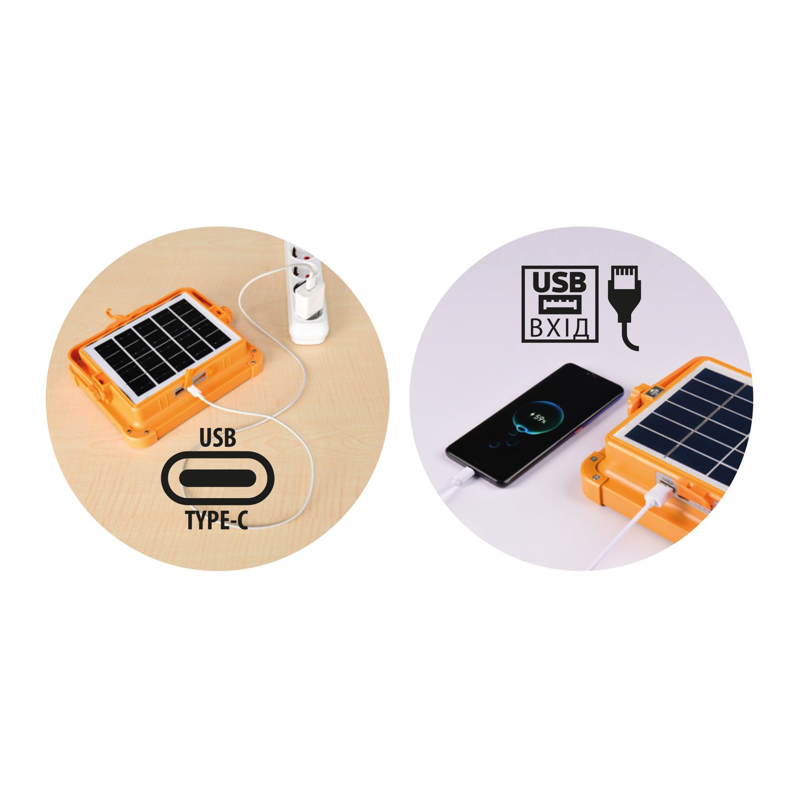 068-027-0800-010 Прожектор на сонячній панелі + USB-C SMD LED 800W 2733Lm 3000K-4200K-6400K IP44