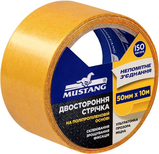 Двостороння стрічка на ПП ОСНОВІ MUSTANG  50мм*10м