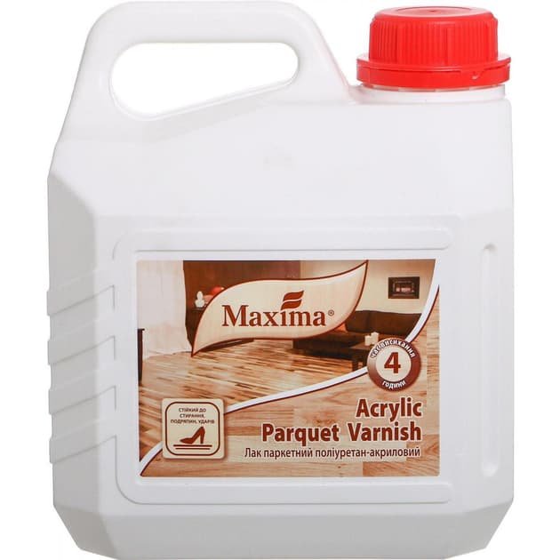 Лак паркетний поліуретан-акриловий “Acrylic parquet varnish”, шовковисто-матовий ТМ “Maxima” -2,5 л