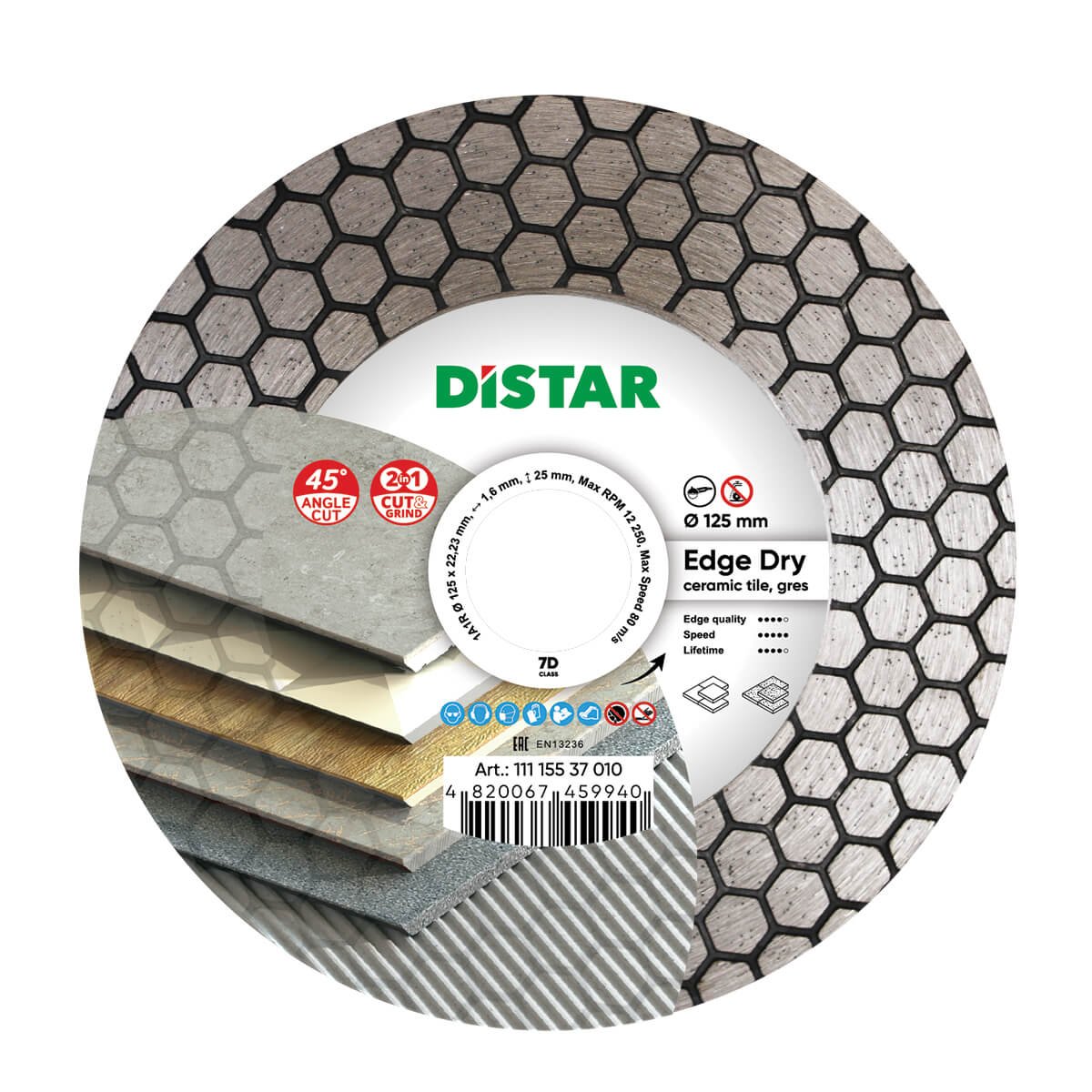 Круг алмазний вiдрiзний 1A1R 125×1,6/1,2x25x22,23 Edge Dry