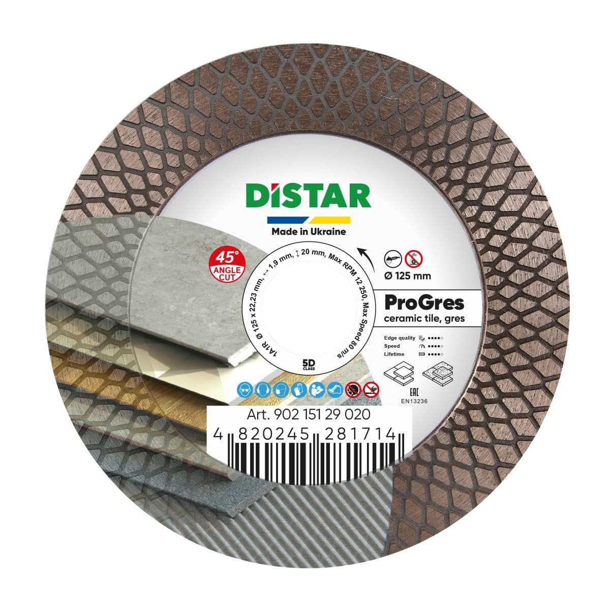 Круг алмазний вiдрiзний 1A1R 125×1,9×8/20×22,23PRO Gres