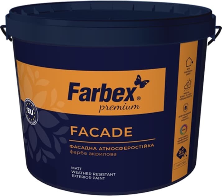 Фарба фасадна високоякісна ВДА “Facade”, біла матова, ТМ Farbex -7,0 кг