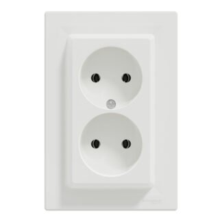 Розетка подвійна БЕЗ З/ЗЕМ БІЛА ASFORA EPH9700121